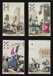 1830年7月、1831年7月の英雄を記念する4枚のトランプ